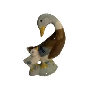 Vintage Wade England Duck "Drake‎ & Duckling" Figurine Porcelain 1940s 3.5” Tall